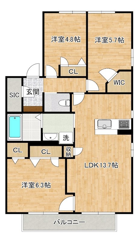 グリーンビレッジ湯川Ⅰ　Ａ棟   202号室 間取り