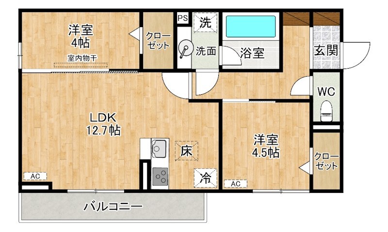 M・K・K高峰町  201号室 間取り
