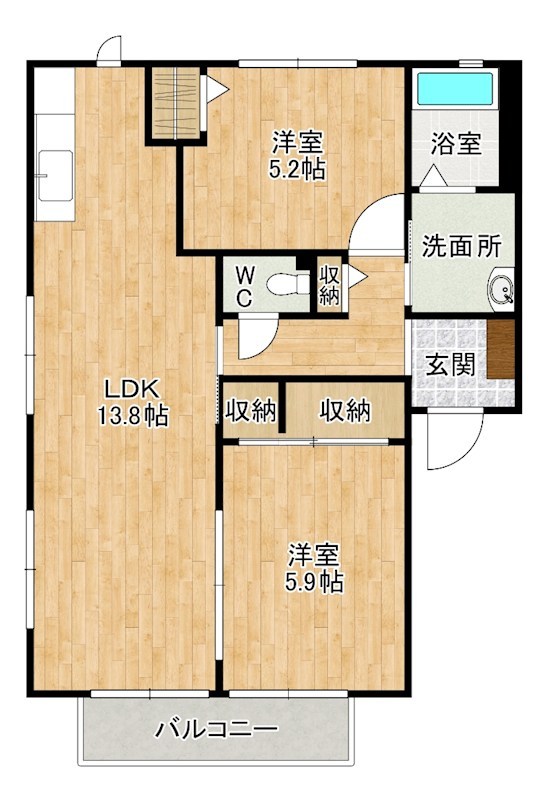オークハイツ  201号室 間取り