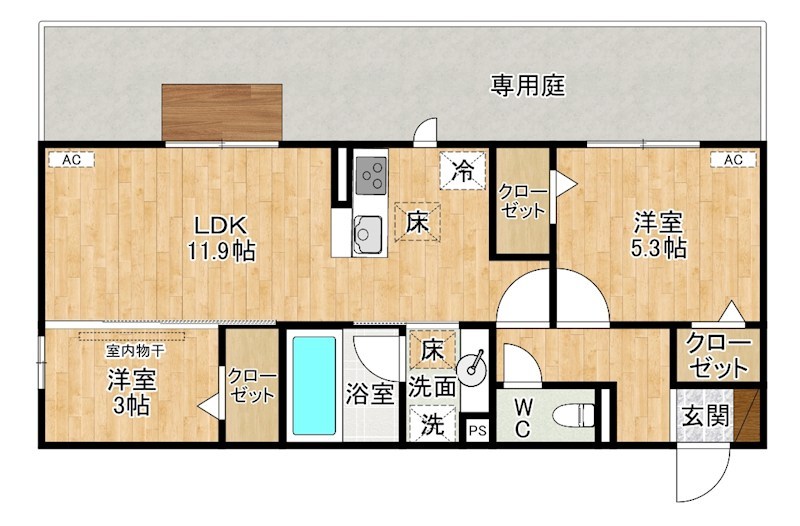 M・K・K高峰町   102号室 間取り