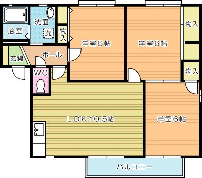 プレンティ嵐山　Ａ棟 102号室 間取り