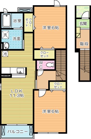 サニータウン曽根Ｂ 202号室 間取り