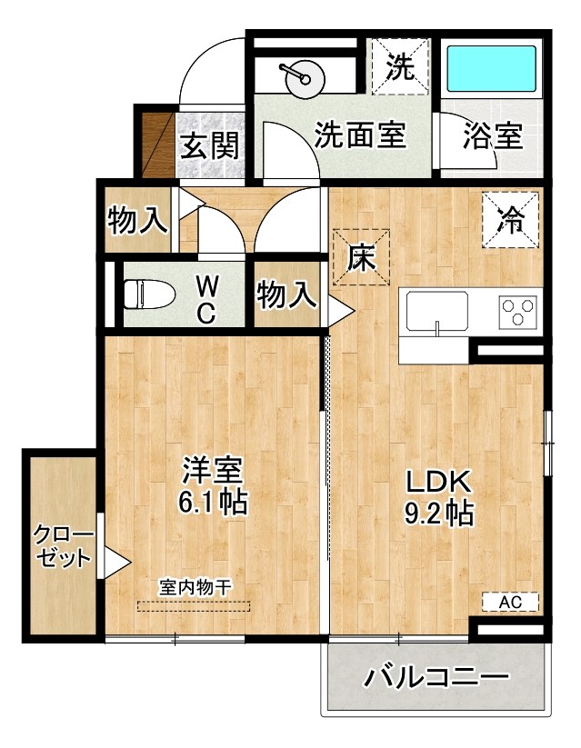 仮）D-ROOM下城野 101号室 間取り