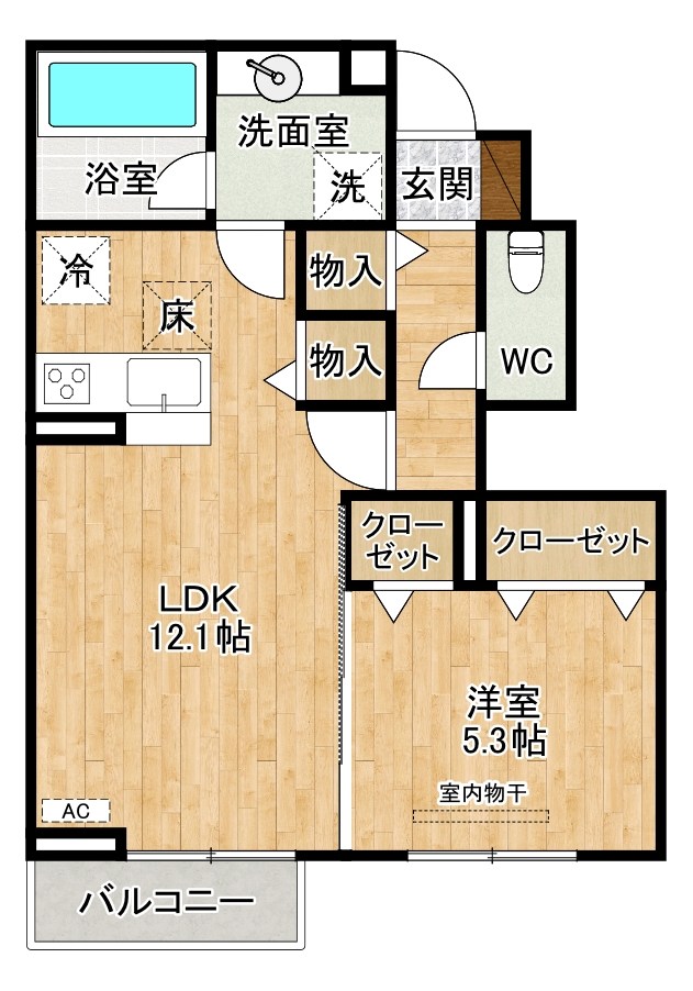 仮）D-ROOM下城野 102号室 間取り