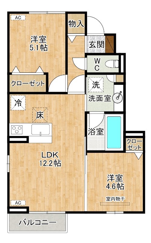 仮）D-ROOM下城野 103号室 間取り