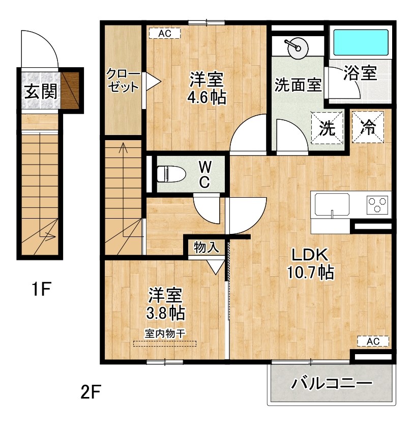 仮）D-ROOM下城野 201号室 間取り