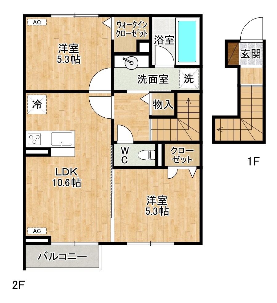 仮）D-ROOM下城野  202号室 間取り