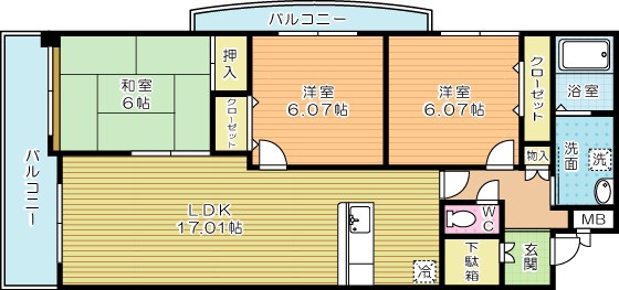 グラシューズエール 101号室 間取り