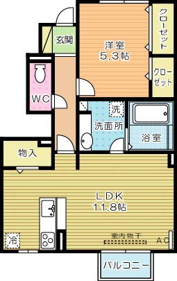 エスポワール下城野Ⅱ  105号室 間取り