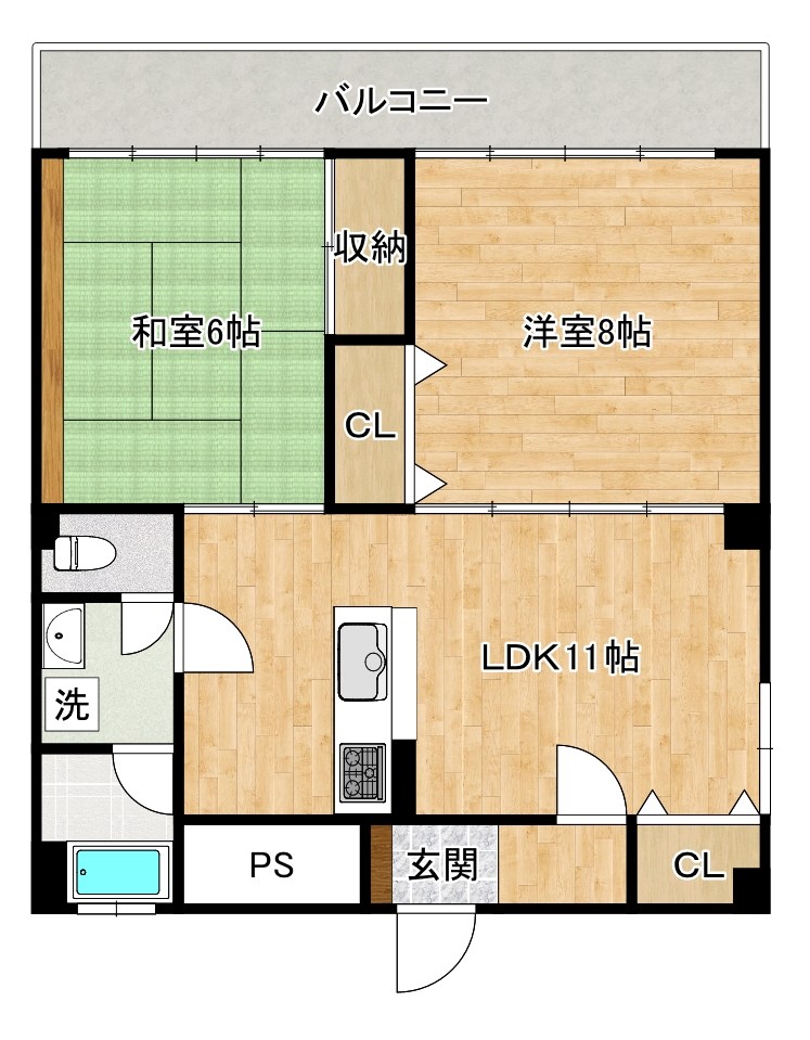 白萩光和ビル 203号室 間取り