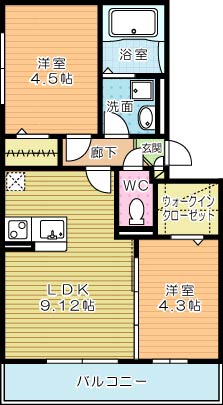 プレジャーライフＹＵＺＵ 103号室 間取り