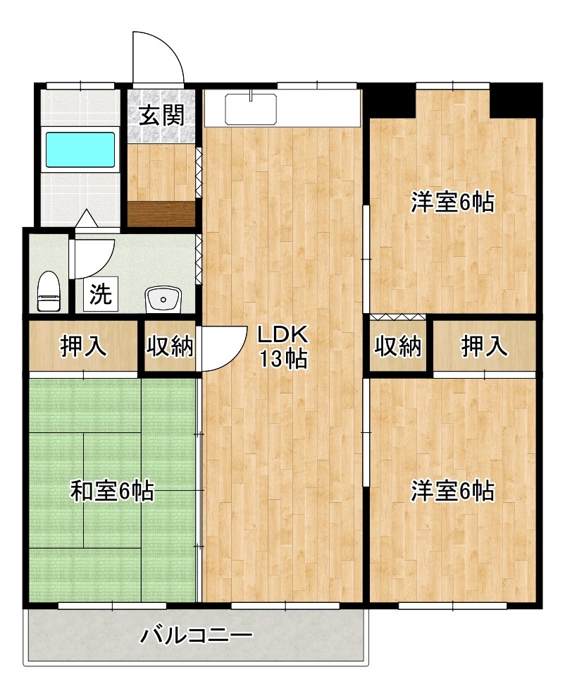 三萩野コーポラス（分譲） 603号室 間取り