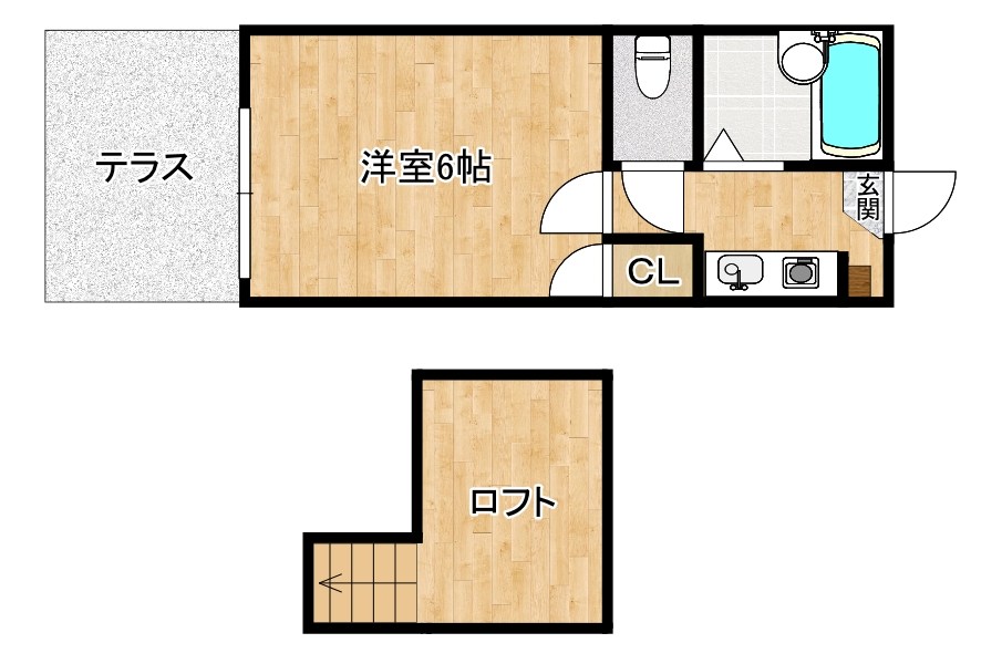 オアシス中原西 103号室 間取り