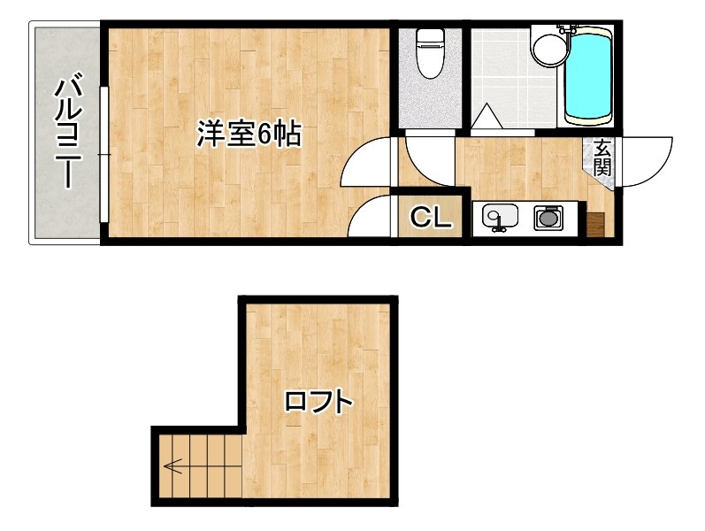オアシス中原西 203号室 間取り