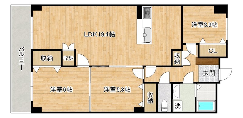 イデアコミュニティ 302号室 間取り