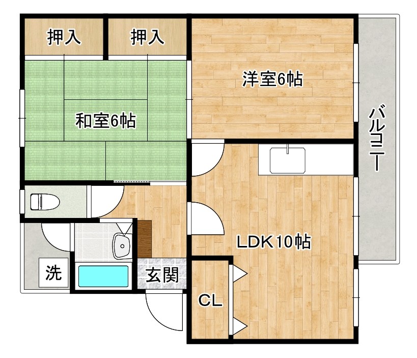 城野団地　１棟(分譲賃貸) 301号室 間取り