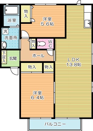 オーボアパティールⅡ　C棟  203号室 間取り