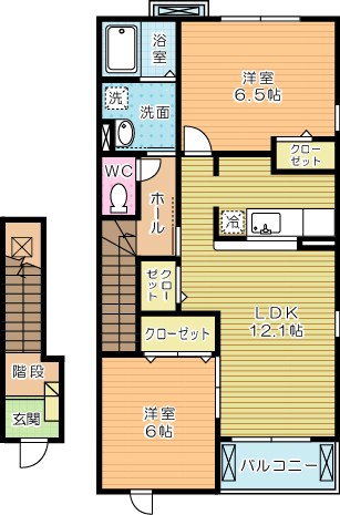 メリディオ葛原Ｃ 205号室 間取り