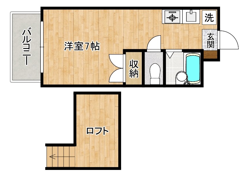 ルーム峰Ⅲ  106号室 間取り