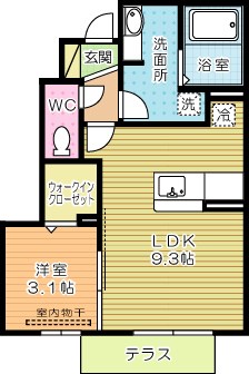 サンパール徳力  102号室 間取り