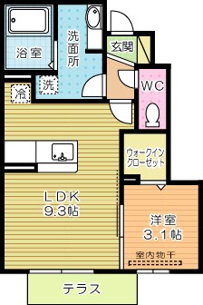 サンパール徳力  102号室 間取り