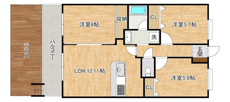 アヌビアス紫川  103号室 間取り