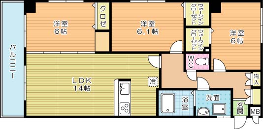 ファミール守恒 1001号室 間取り