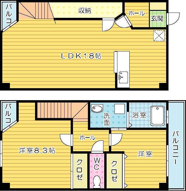 アヴニール吉志 711号室 間取り