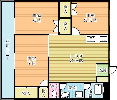 セゾン片野公園前 302号室 間取り