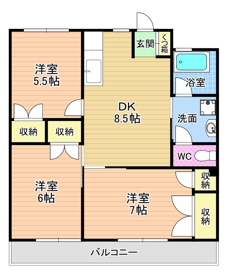 セゾン片野公園前 302号室 間取り
