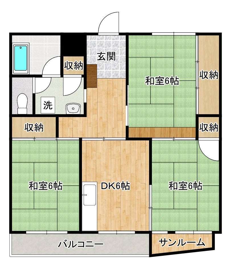 三ツ矢クレッシェンド北方 401号室 間取り