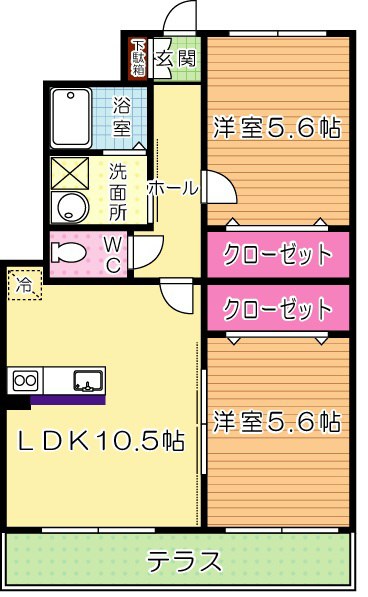 エスポワールＩＳＨＩＢＡＳＨＩ 105号室 間取り