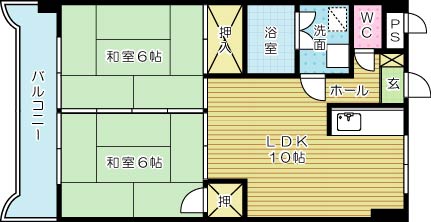 フジエホワイトローザ 406号室 間取り