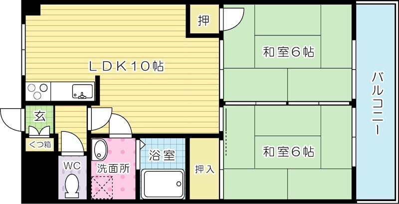 フジエホワイトローザ熊谷  406号室 間取り
