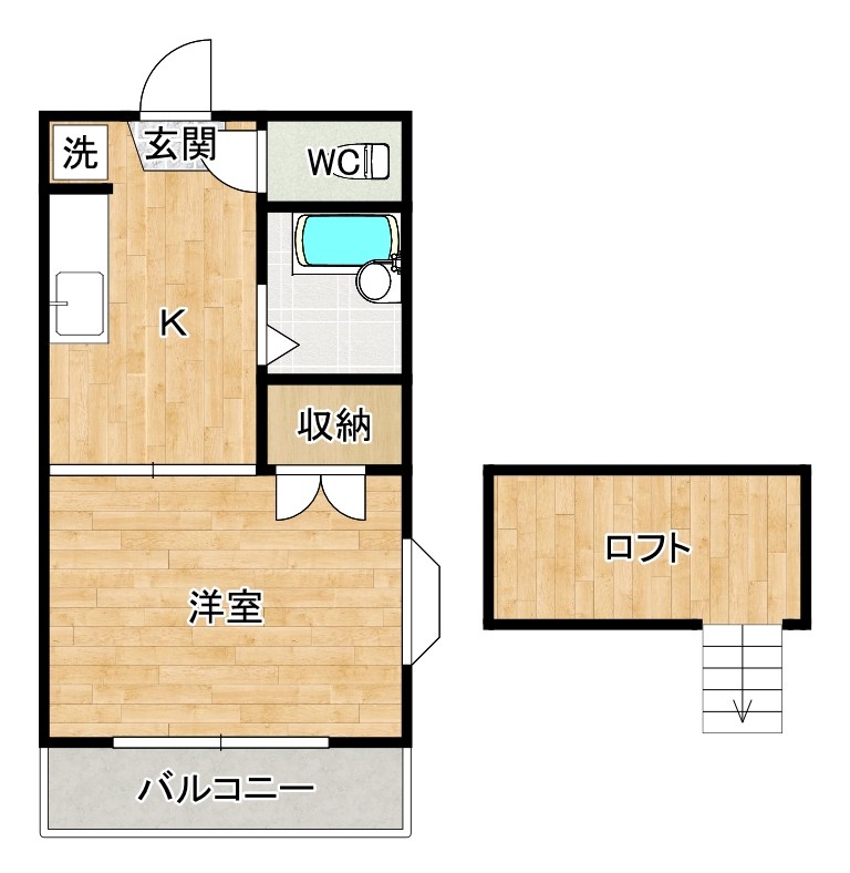 オアシス葛原 205号室 間取り