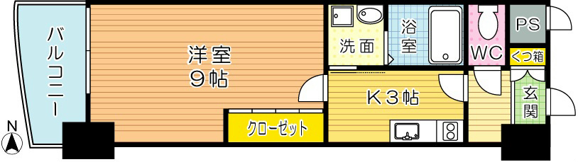 ロイヤルノースナイン 405号室 間取り
