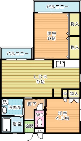 グリーンガーデンハイツ到津 203号室 間取り