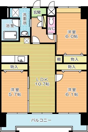 Gran Espacio Asano（グランエスパシオ浅野） 1305号室 間取り