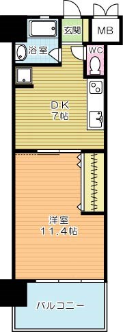 コンプレート古船場 605号室 間取り