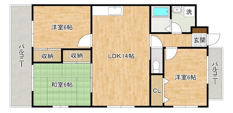 グランヴェルデ小倉南  401号室 間取り