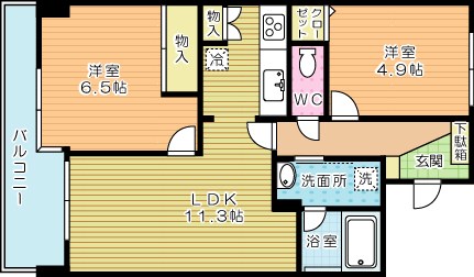 サンヒルズ高野(高齢者向け優良賃貸住宅) 403号室 間取り