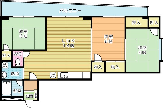 オークランドハイツ 3-C号室 間取り
