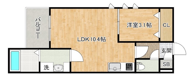 プルーム中原東 102号室 間取り