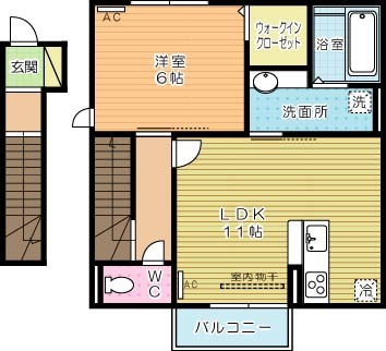 コスモ三萩野 205号室 間取り
