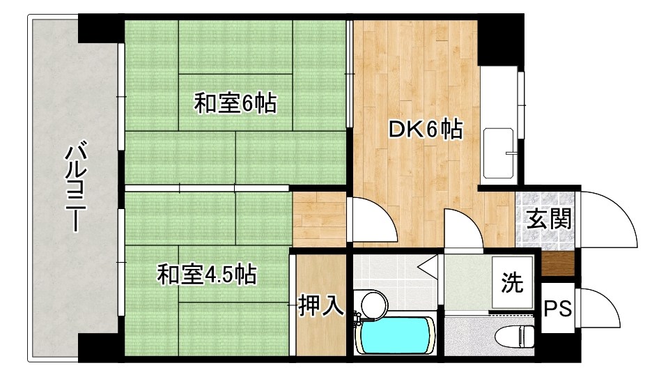 シティハイツ三郎丸  401号室 間取り