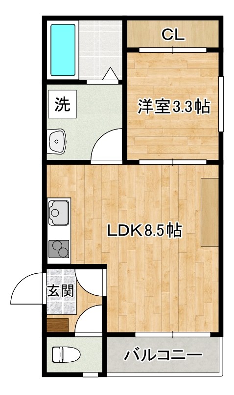 Ｔｉｄｙ西小倉（タイディ西小倉） 201号室 間取り