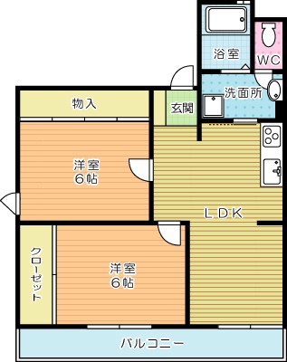 ロジエ城野 501号室 間取り