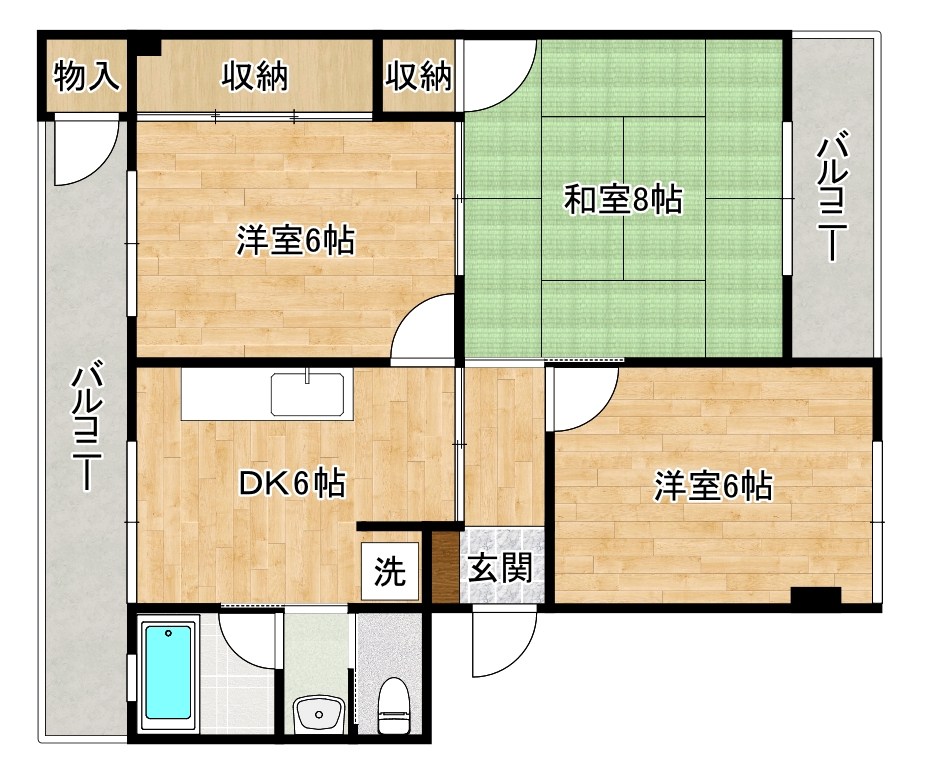 井堀南団地　4号棟   204号室 間取り