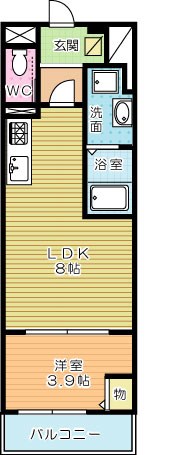 Merveille三萩野(メルヴェーユ三萩野) 102号室 間取り