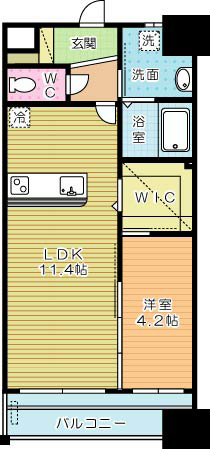 ギャラン竪町 1308号室 間取り